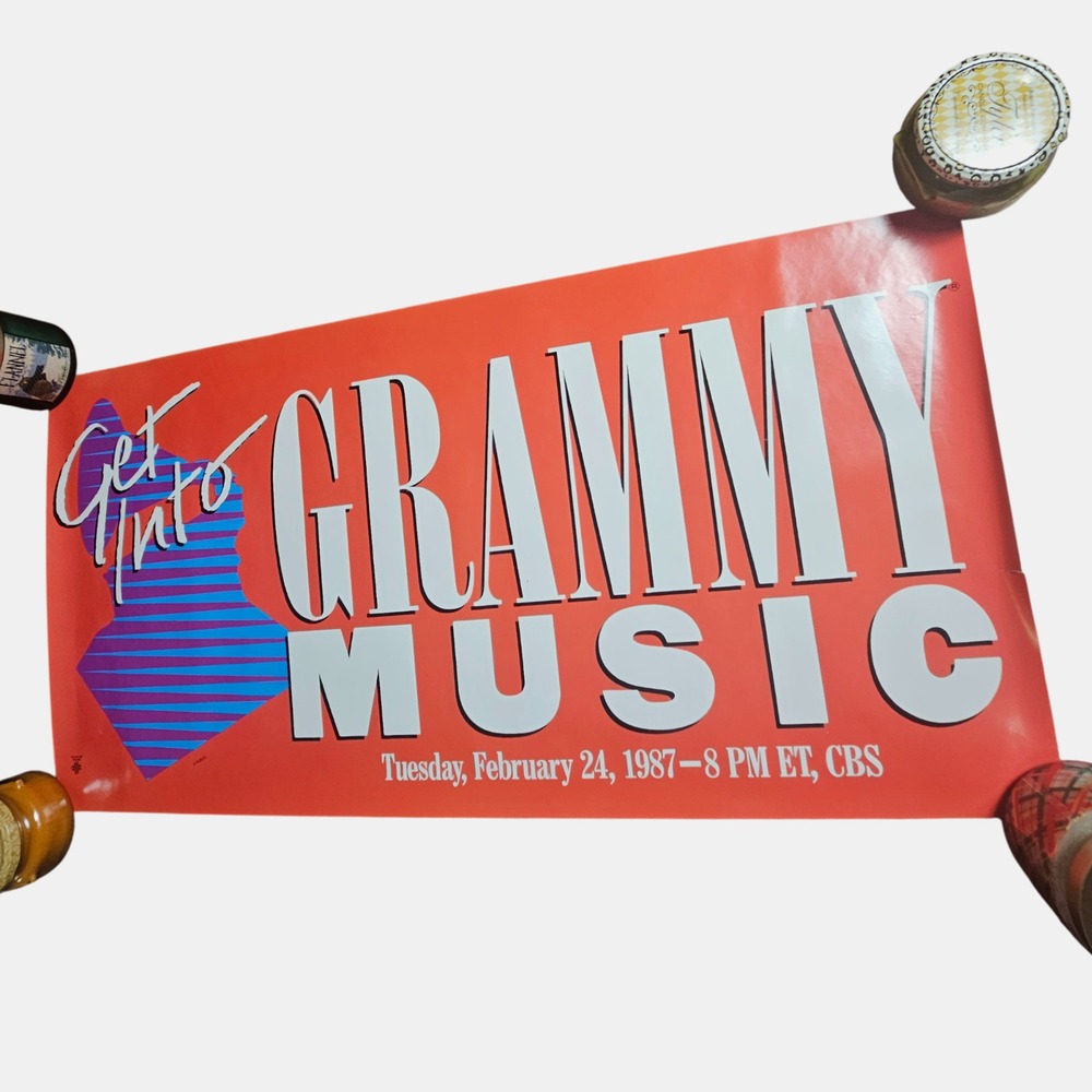 Annual Grammy Awards Get Into Grammy‎ Music 18x36 Promo Poster Banner VTG 1987